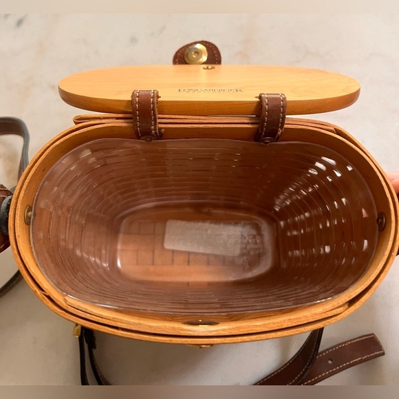 Rare Longaberger Hand Woven With Leather Strap And Trim Basket Purse Signed 2001 - Picture 3 of 14